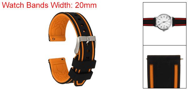 uxcell 20mm幅のシリコンウォッチバンド 男性用女性用のための柔らかいクイックリリースラバーウォッチバンド 黒オレンジ
