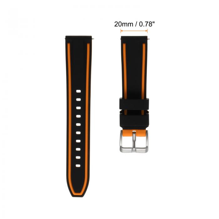 uxcell 20mm幅のシリコンウォッチバンド 男性用女性用のための柔らかいクイックリリースラバーウォッチバンド 黒オレンジ