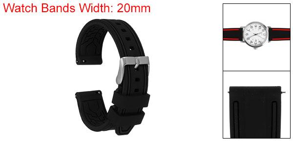 uxcell 20mm幅のシリコンウォッチバンド 男性用女性用のピ ュア 黒の柔らかいクイックリリースラバーウォッチバンド