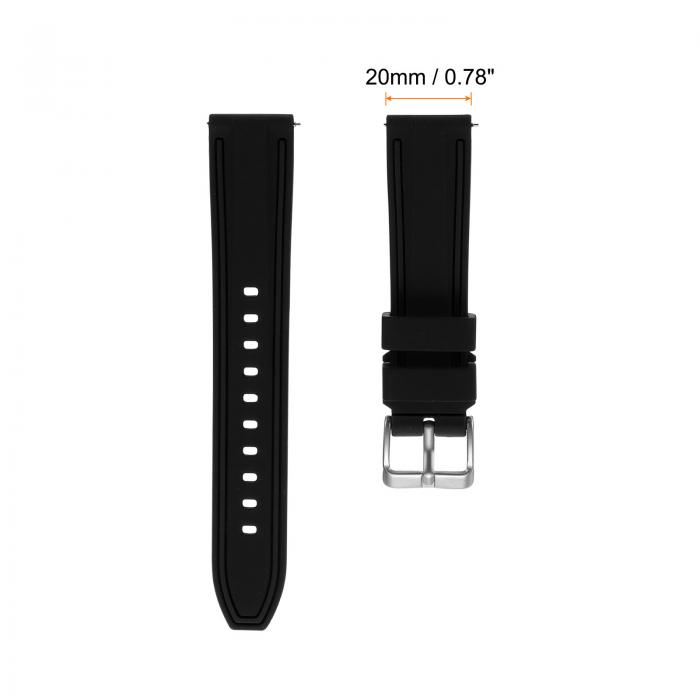 uxcell 20mm幅のシリコンウォッチバンド 男性用女性用のピ ュア 黒の柔らかいクイックリリースラバーウォッチバンド