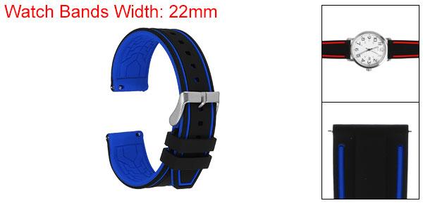 uxcell 22mm幅のシリコンウォッチバンド 男性用女性用のための柔らかいクイックリリースラバーウォッチバンド 黒ブルー