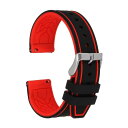 uxcell 22mm幅のシリコンウォッチバンド 男性用女性用黒レッドクイックリリースラバーウォッチバンド