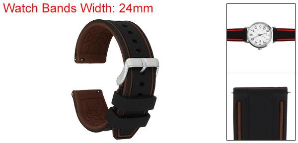 uxcell シリコンウォッチバンド24mm幅ソフトクイックリリースラバーウォッチバンドメンズレディース用黒茶色