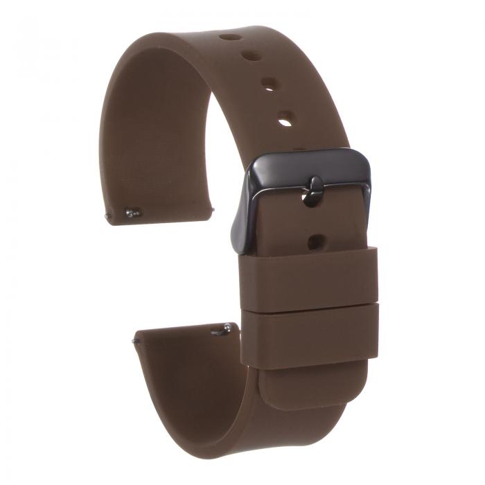 uxcell 22mm幅クイックリリースソフトラバー製交換用ウォッチストラップ 黒ステンレススチールバックル付き シリコンウォッチバンド 男性用女性用 茶色