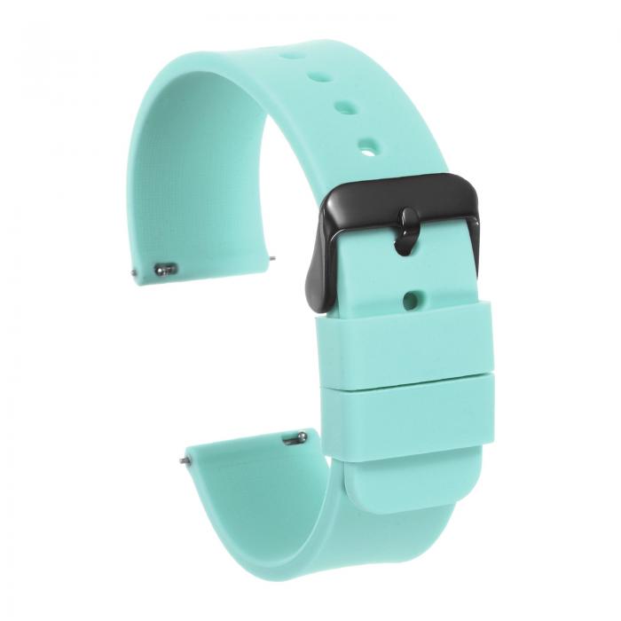 uxcell 20mm幅クイックリリースソフトラバー製交換用ウォッチストラップ 黒ステンレススチールバックル付き 男性女性用 ブルー