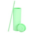 uxcell 二重壁タンブ ラー ストローと蓋付き 16 OZ アクリル ストレートバルク 断熱 再利用可能 透明 コールドカップアイスコーヒーカップ パーティー 誕生日 日常用 緑