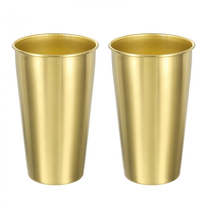 uxcell 2個 304ステンレススチールカップ 20.28oz/600mlウォーターカップ割れない割れない金属製飲料タ..