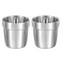 uxcell 2個 304ステンレススチールカップ 6.08oz/180mlダブルウォールウォーターステップカップ割れないメタルドリンキングタンブ ラーバーレス...