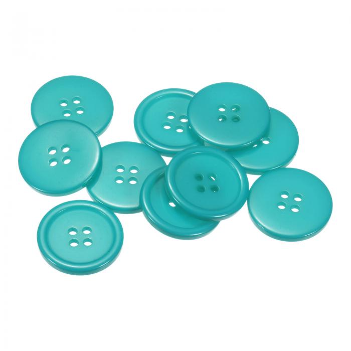 uxcell 10個40Lボタン1"（25mm）樹脂丸フラット4穴クラフトボタン 裁縫服とDIY用 ブルー