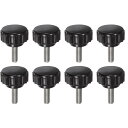 uxcell 8個 ナツメリ付きクランピングノブM4 x 12mm メトリック304ステンレススチールメススレッドサムスクリューオンタイプ18mmプラスチックラ...