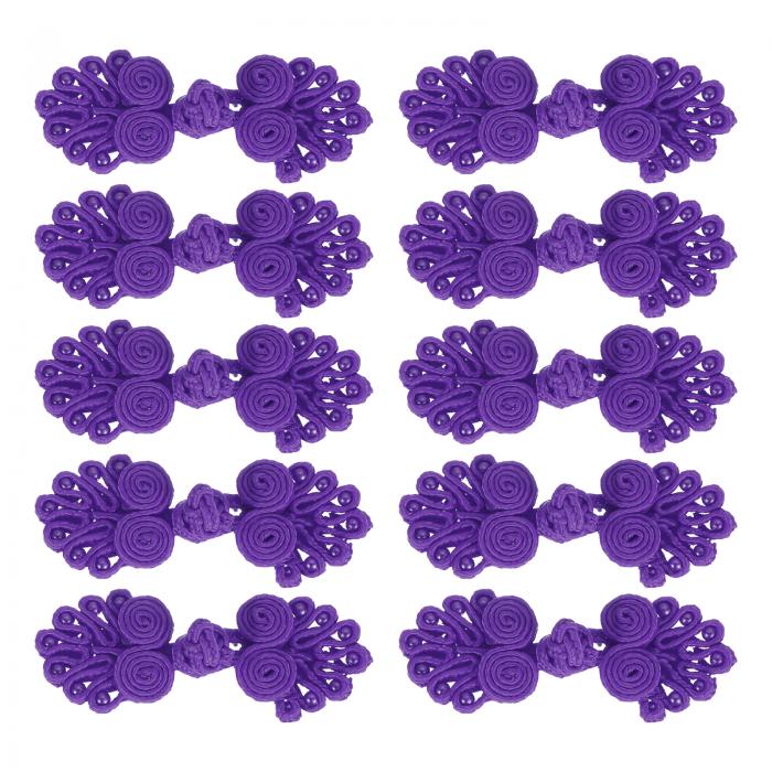 uxcell 10 セット中国閉鎖ボタン中国結びカエルボタン DIY ダークパープル