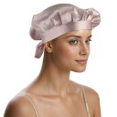 CAPASTEC シルク ナイトキャップ ヘアキャップ シルクキャップ リボン ヘアケア 美髪 就寝用キャップ 睡眠用キャップ ロータスピンク