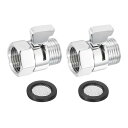 uxcell すいりゅう制御バルブ 2個入り G1/2"シャワーヘッドシャットオフバルブ 真鍮製水圧レギュレータ シャワーヘッドまたはビデットスプレイ用(シルバー)