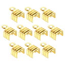 uxcell 100個5 x 7.5mmの折り返しコードエンド コード先端レザーロープエンドキャップ クリンプクランプク ラスプファスナーループ DIY宝石クラフト製作用 金色