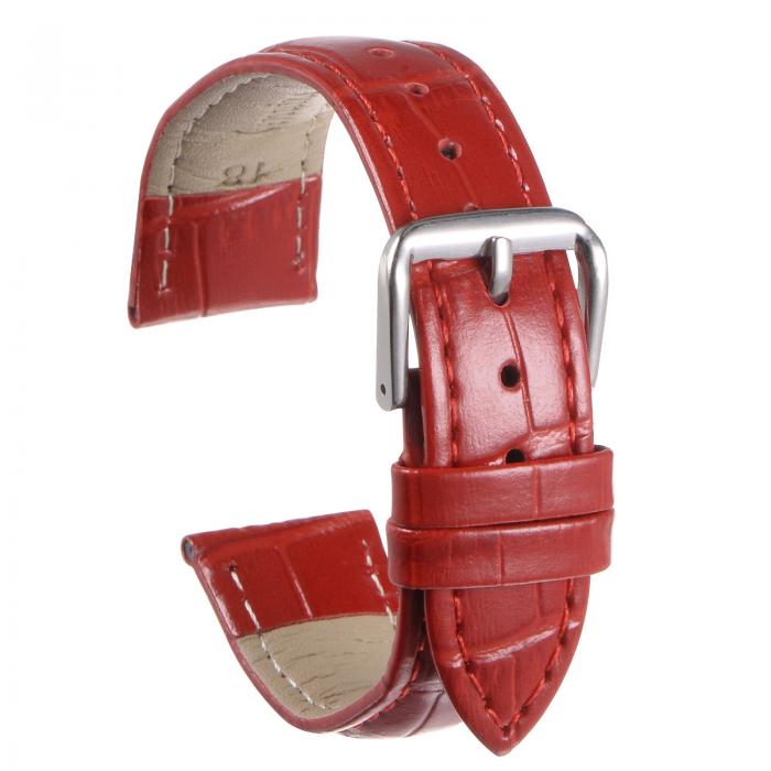 uxcell 21mmエンボス加工牛革時計バンド スプリングバー付きの男性と女性用交換用時計バンド レッド