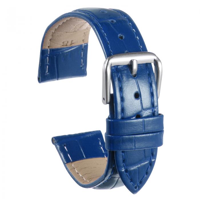 uxcell 21mmエンボス加工牛革時計バンド スプリングバー付きの男性と女性用交換用時計バンド ブルー