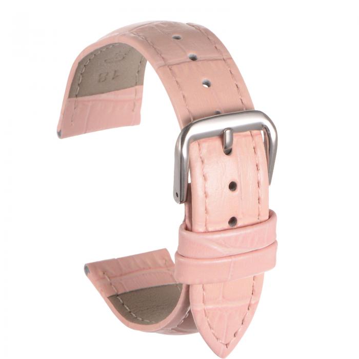 uxcell 21mmエンボスパターン牛革時計バンド交換用バネ棒付きメンズ・レディース用 ピンク
