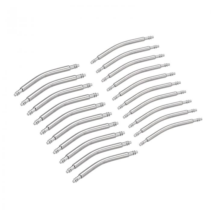 uxcell 22mm カーブバネバーピン 1.5mm 1.8mm 直径 ステンレス製 ダブルフランジエンド 腕時計バンドリンクピン 20個