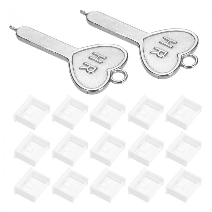 uxcell ポートブロッカー ロック式 US B ポート/ダスト PCブロッカー コードキー付き ホワイト 15個