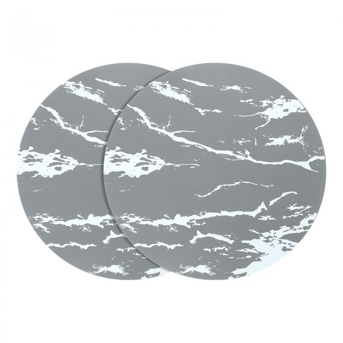 uxcell 2個 誘導クックトッププロテクタークッション 誘導クックトップ用マルチ機能シリコンクッション マイクロ波クッション トリベット 大理石柄（グレー）