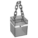 uxcell 女性用クリアバッグ アクリルクリアクラッチバッグ スクエアアクリルパース 透明クロスボディハンドバッグ 旅行用 オフィ ス用 黒 /シルバー
