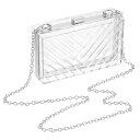 uxcell 女性用クリアバッグ アクリルクリアクラッチバッグV字型アクリルパース透明クロスボディハンドバッグ 取り外し可能なチェーン付き 旅行用オフィ ス用 ...