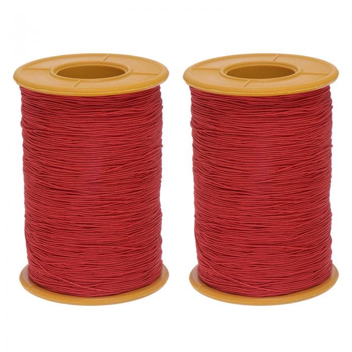 uxcell 2個 エラスティック縫製糸 547ヤード 0.5mm厚さ ラテックス仕立て クラフト縫製糸 手縫い ギャザー 刺繍 ミシン レッド