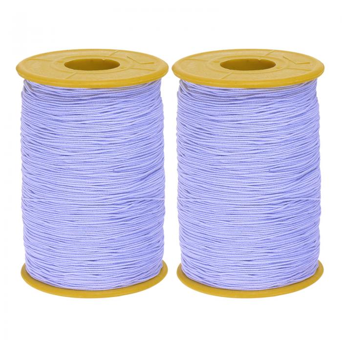 uxcell 2個 エラスティック縫製糸 547ヤード 0.5mm厚さ ラテックス仕立て クラフト縫製糸 手縫い ギャザー 刺繍 ミシン ライトパープル