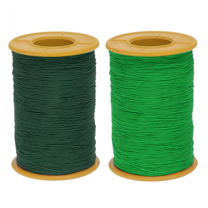 uxcell 2個 弾性縫い糸 547ヤード 0.5mm厚さ ラテックス製 仕立て用クラフト縫い糸 手縫い ギャザー 刺繍 ミシン グラス緑＆ダーク緑