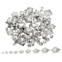uxcell 90個 スクエアピラミッドリベット 4mm 5mm 6mm 7mm 8mm 9mm 10mm 12mm 15mm フォージョースタッドネイル 銅製 パンク ロックネイルヘッドスポット 衣類用(シルバー)(4)