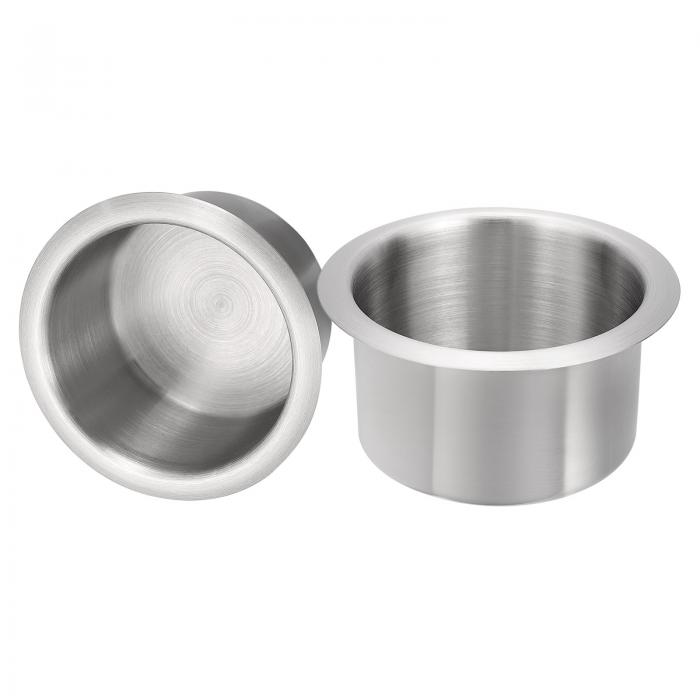 uxcell 201ステンレス製ドロップインカップ2個 2.2" x 4.37" ドリンク缶ホルダー ポーカーテーブルカッ..