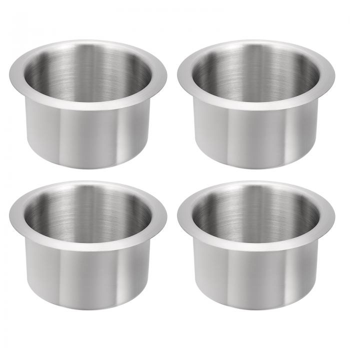 uxcell 201ステンレス製ドロップインカップ4個 2.2" x 4.37" ドリンク缶ホルダー ポーカーテーブルカッ..