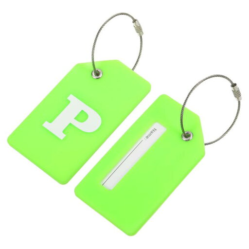 uxcell シリコーン製ラゲッジタグ 3.6"x2" 識別子IDカードホルダーラベル 旅行用スーツケースバッグ用 初期文字P 緑 2個入り uxcell シリコーン製ラゲッジタグ 3.6"x2" 識別子IDカードホルダーラベル 旅行用スーツケースバッグ用 初期文字P 緑 2個入り
