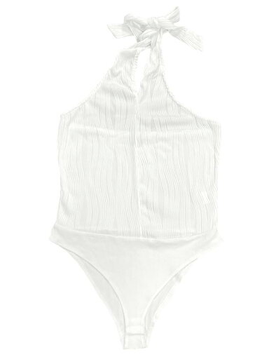 Allegra K ボディスーツ ホルター Vネック ノースリーブ トップス ロンパース レディース ホワイト M Allegra K ボディスーツ ホルター Vネック ノースリーブ トップス ロンパース レディース ホワイト M