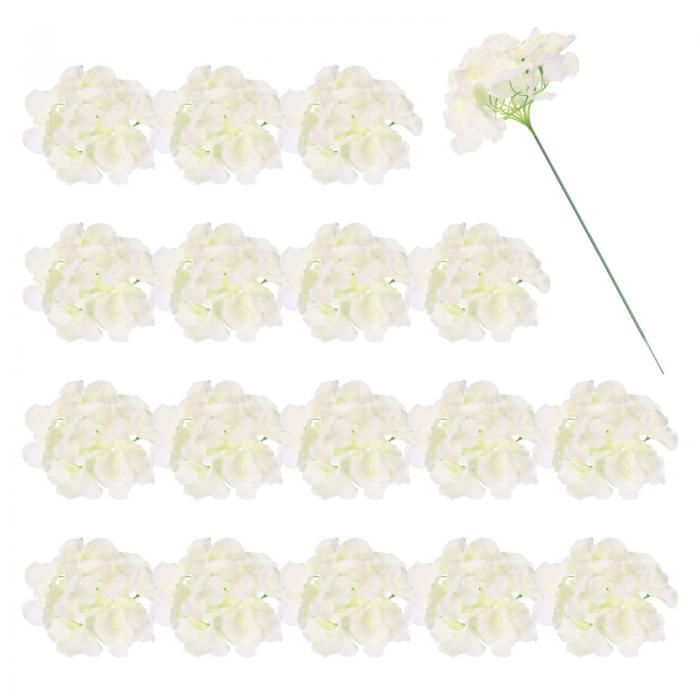 uxcell 30個のアジサイの人工花 偽のアジサイの花の人工シルクの花の頭部 ホームデコレーションオフィスウェディングブーケホテルセンターピースパーティー用の偽の茎 クリーム