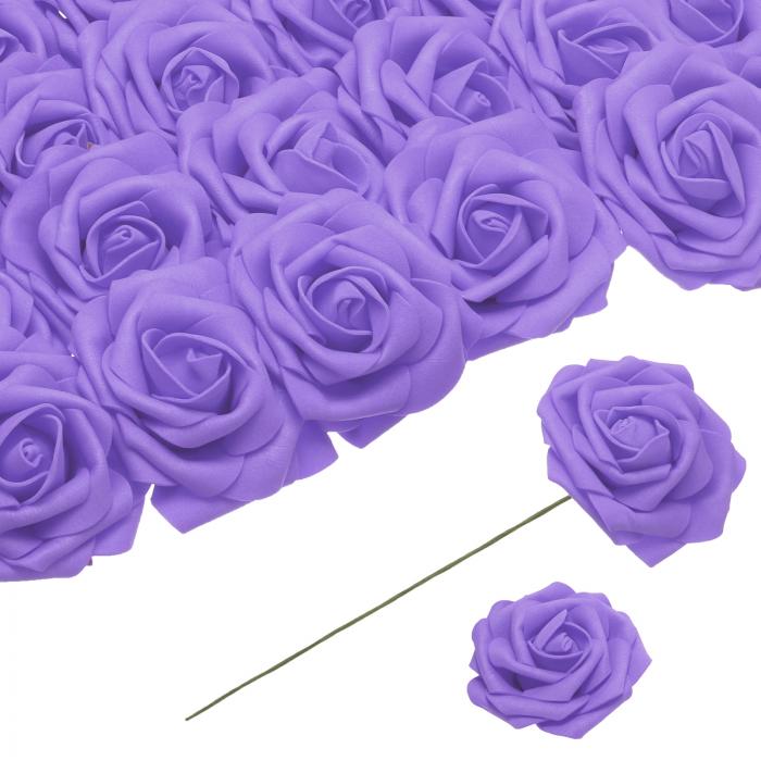 uxcell フォームローズ造花 フェイクローズ 茎付き フォーム リアルタッチフェイクローズ ウェディング..