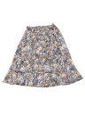 Allegra K ミディスカート 花柄 フリル裾 伸縮性 バックボタン スプリット レディース グレー M