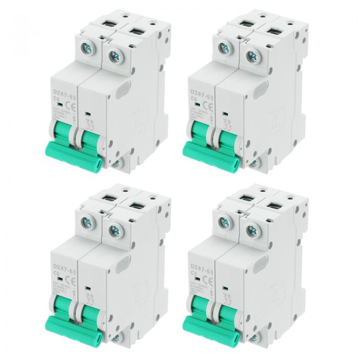 uxcell 4個ミニチュアサーキットブレーカー2P 6A AC 110V DZ47-63 DINレールマウント切断スイッチサー..