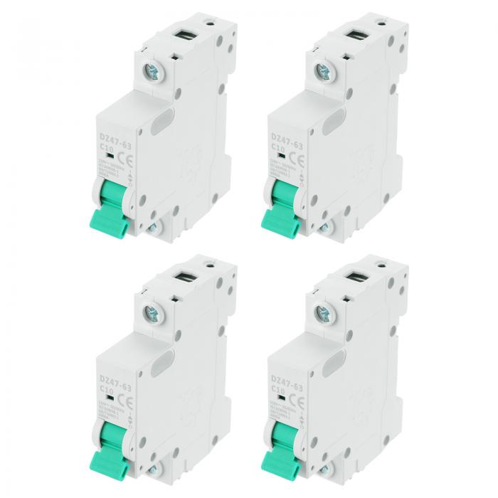 uxcell 4個ミニチュアサーキットブレーカー1P 10A AC 110V DZ47-63 DINレールマウント切断スイッチサー..