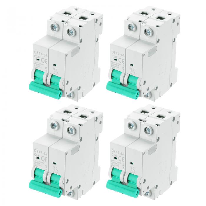 uxcell 4個ミニチュアサーキットブレーカー2P 16A AC 110V DZ47-63 DINレールマウント切断スイッチサー..