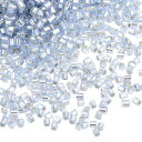 uxcell 1400個 ガラスビューグルビーズ 1.5x1.5mm チューブミニロースガラスシードスペーサービーズ DIYイヤリング ネックレス ブレスレット 宝石メイキング用(シルバー・スカイブルー)
