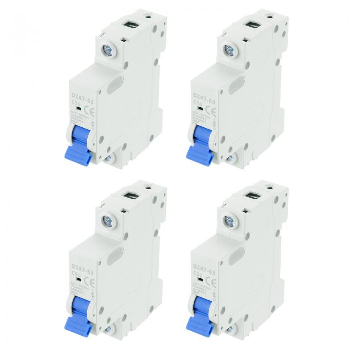uxcell 4個ミニチュアサーキットブレーカー1P 50A AC 110V DZ47-63 DINレールマウント切断スイッチサーキットブレーカー保護熱磁気トリップ短絡保護 過負荷ブルー