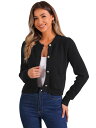 Allegra K レディース ボタンダウン カーディガン ポケット付き クルーネック ニット カーディガン セーター ブラック M