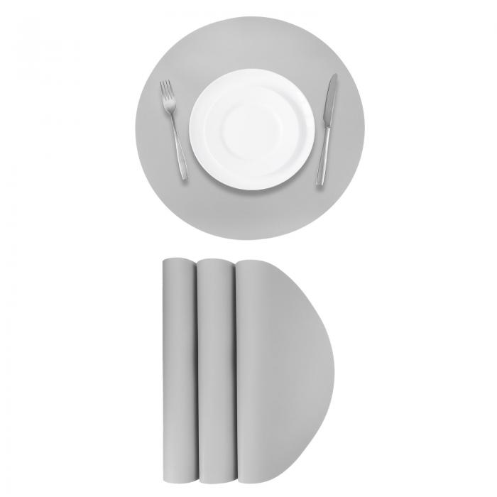 uxcell ダイニングテーブル用 フェイクレザープレイスクッション4枚セット PUレザーラウンドテーブルクッションプレイスクッション 耐熱防水防油キッチンプレイスクッション（グレー）