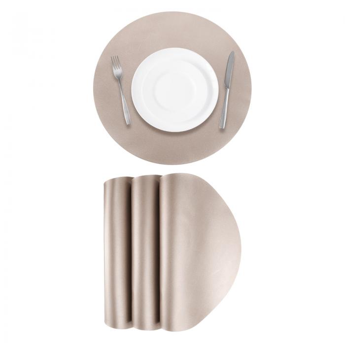 uxcell ダイニングテーブル用 フェイクレザープレイスクッション4枚セット PUレザーラウンドテーブルクッションプレイスクッション耐熱防水防油キッチンプレイスクッション（シャンパン）