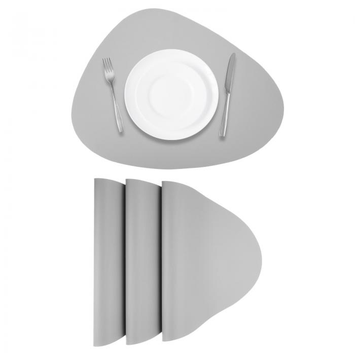 uxcell ダイニングテーブル用 フェイクレザープレイスクッション4枚セット PUレザー製 ドロップ型テーブルクッションプレイスクッション 耐熱性 防水 防油キッチンプレイスクッション（グレー）