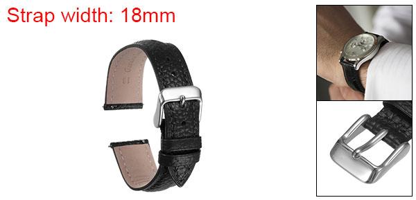 uxcell 本物 レザーウォッチバンド 18mm フラットクイック交換用牛革ウォッチストラップ エレガントなメンズレディースウォッチストラップ クラシックスマートウォッチ用 ステンレスバックルクラスプ付き 黒