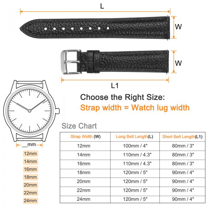 uxcell 本物 レザーウォッチバンド 18mm フラットクイック交換用牛革ウォッチストラップ エレガントなメンズレディースウォッチストラップ クラシックスマートウォッチ用 ステンレスバックルクラスプ付き 黒