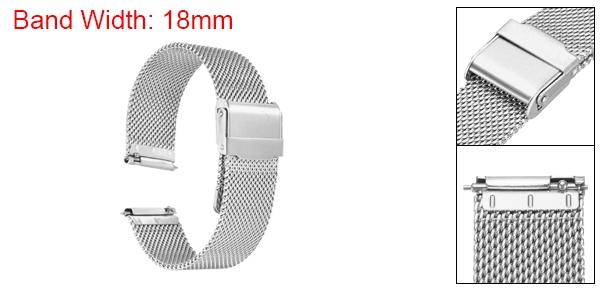 uxcell 316Lステンレススチールメッシュウォッチバンド18mmクイックリリース調節可能なメタルウォッチストラップメンズレディース用 シルバートーン