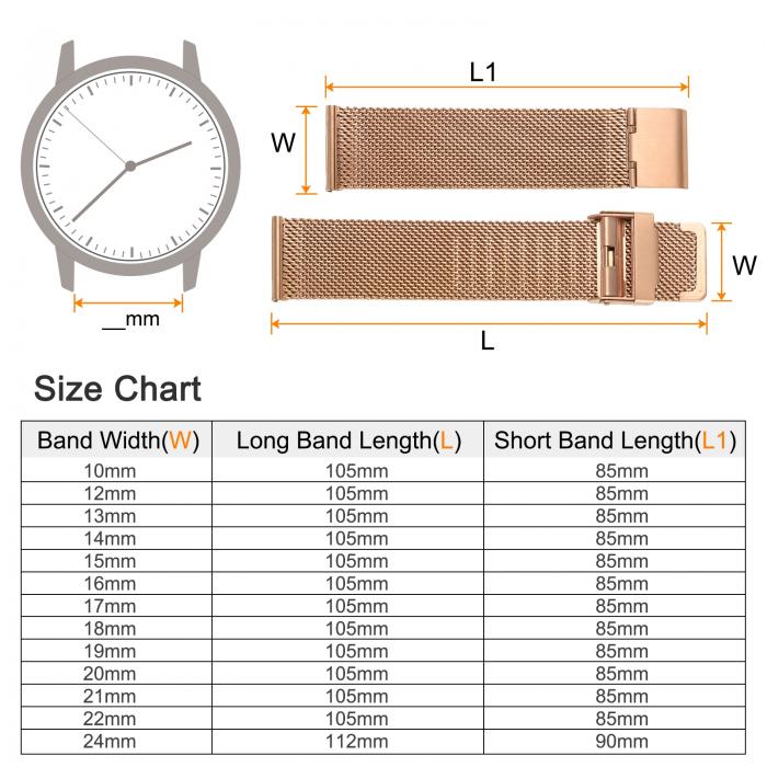 uxcell 316Lステンレススチールメッシュウォッチバンド21mmクイックリリース調節可能なメタルウォッチストラップメンズレディース用 ローズ金色